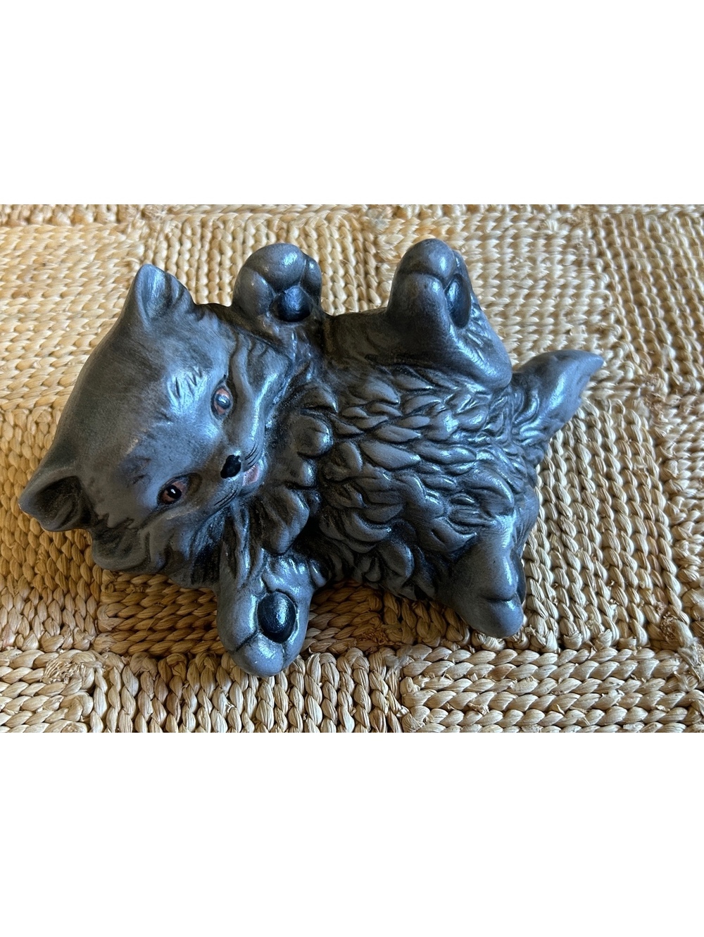 Vintage Ceramic Kitten Figurine Lying on Back